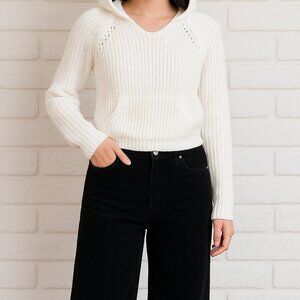 Cozy White Hooded Sweater + Empyre Corduroy Pants – Effortlessly Cool Combo!